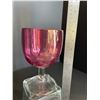 Image 2 : Carnival glass 1960's cranberry thumbprint goblet