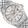 Image 1 : Rolex Mens Stainless Steel Silver Index Dial 18K Gold Pyramid Diamond Bezel Date