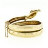 Image 3 : Vintage 14k Gold Multi Gemstone Enamel Coiled Snake Open Hinged Bangle Bracelet