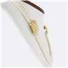 Image 2 : 21.5 3 Row Pearl Strand Necklace w/ 14k Gold Scalloped Station & Push Clasp