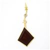 Image 1 : Solid 14k Yellow & White Gold Large Lozenge Bezel Set Garnet XOX Kite Pin Brooch