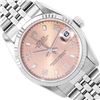 Image 1 : Rolex Ladies Stainless Steel Midsize 31MM Salmon Arabic Dial 18K Gold Fluted Bez