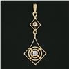 Image 2 : Antique 14K Gold 0.12 ctw Round Diamond Open Target Drop Dangle Lavalier Pendant
