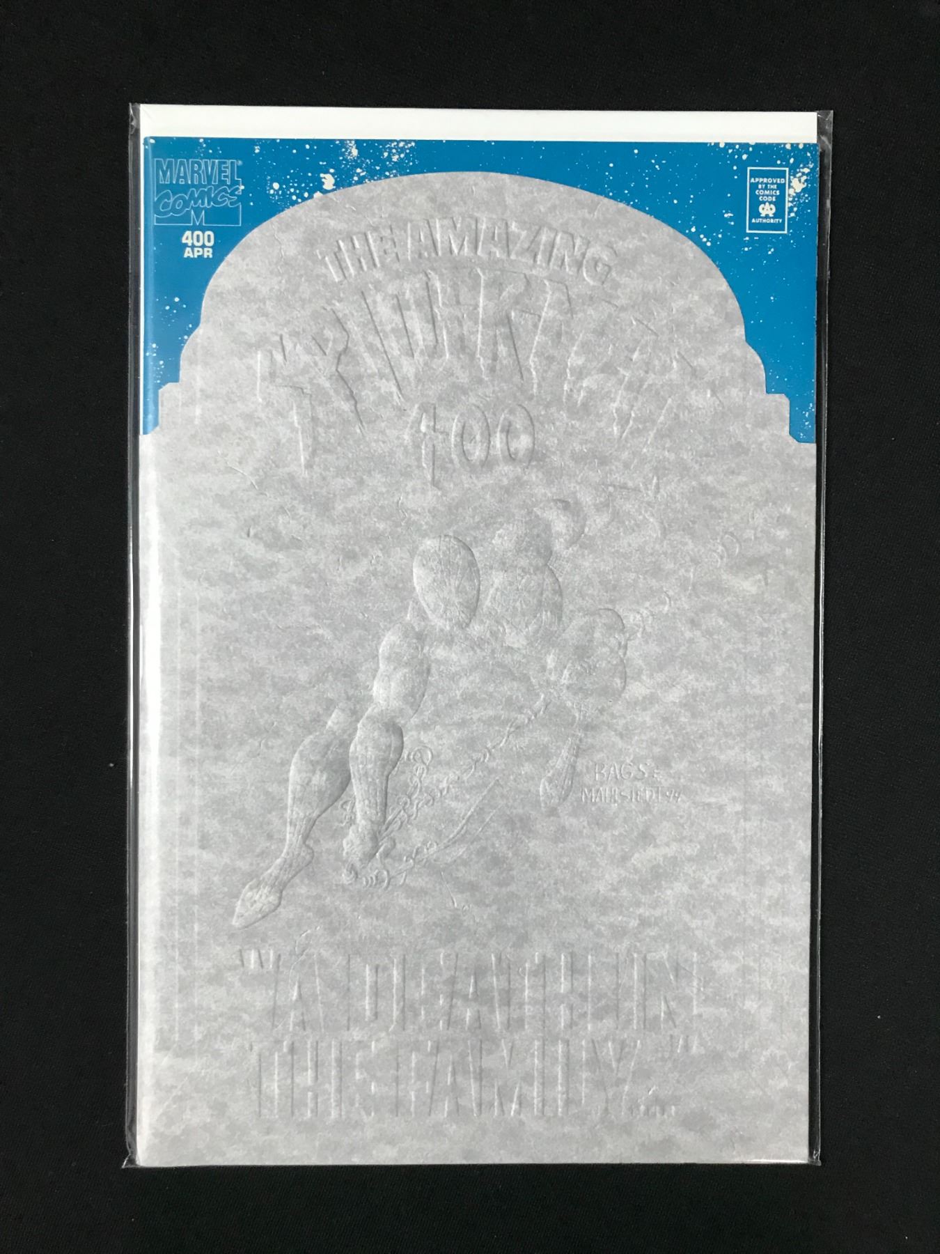 Embossed Comic Cover MARVEL COMICS NO.400 AMAZING SPIDERMAN GRAVESTONE EMBOSSED COVER