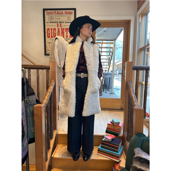 Matteo Perin Icelandic Shearling Reversible Long Vest and Cashmere Scarf