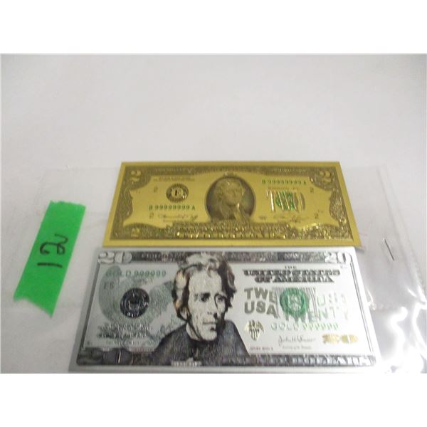 SILVER FOIL USA & GOLD FOIL USA BANK NOTES (NOT LEGAL TENDER)