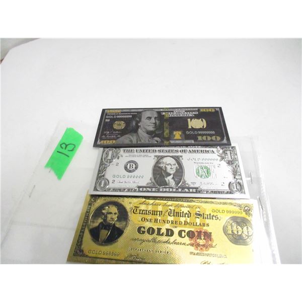 2 - USA $100 & 1 - USA $1 BANK NOTES (NOT LEGAL TENDER)