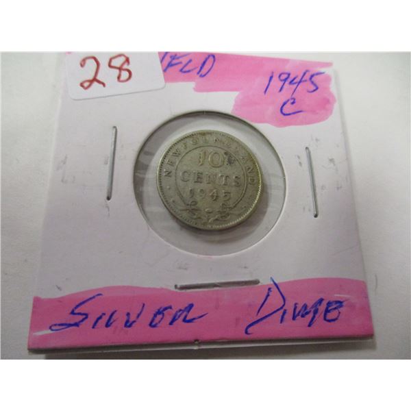 1945C NEWFOUNDLAND SILVER DIME