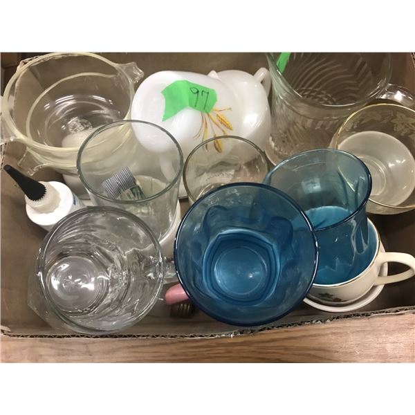 ESTATE:  TRAY C/W ASSORTED DISHWARE