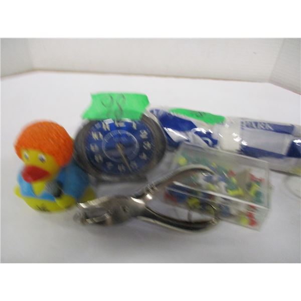 ESTATE:  TRAY C/W OFFICE SUPPLIES, MISC