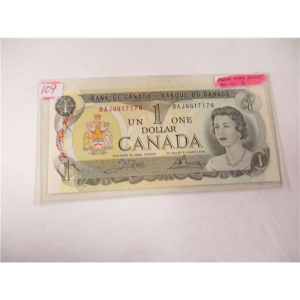 1973 POKER HAND SERIAL NUMBER (4'S, 1'S & 7'S) $1 BILL