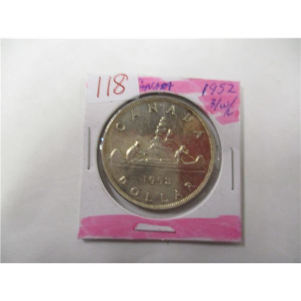 1952 THREE WATERLINE CANADA SILVER DOLLAR