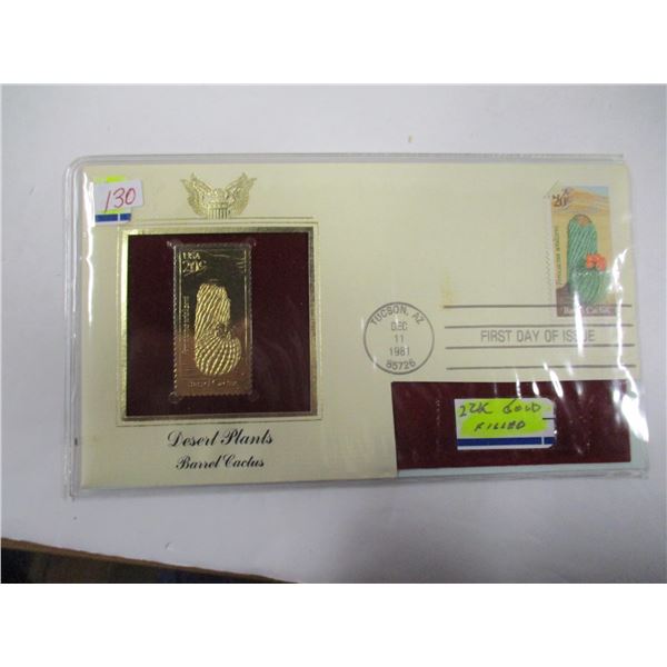 DESERT PLANTS BARREL CACTUS 22 KARAT GOLD FILLED STAMP