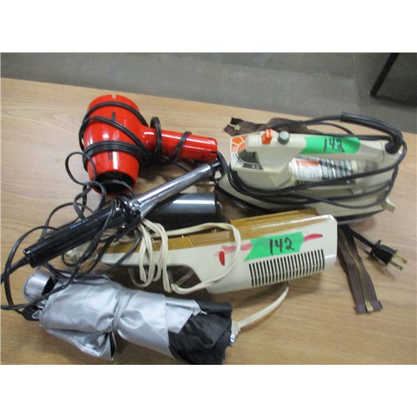 ESTATE:  BOX C/W CURLING IRONS & HAIR DRYERS