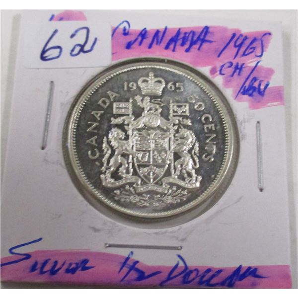 1965 CH/BU CANADA SILVER HALF DOLLAR