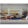 Image 1 : PLASTIC TOTE C/W PAINTING SUPPLIES