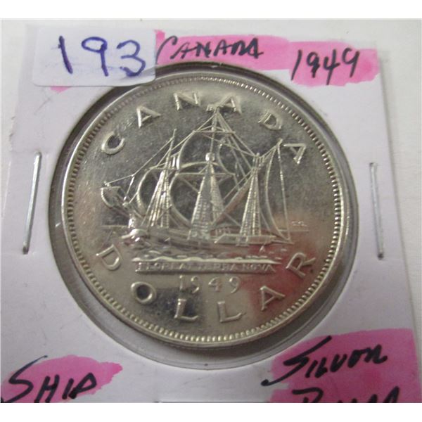 1949 CANADA SHIP SILVER DOLLAR