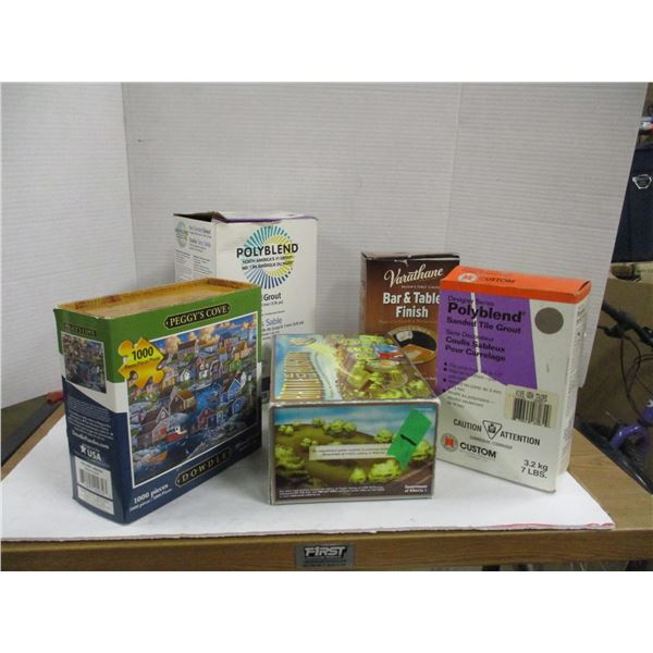 BOX C/W PUZZLES & GROUT