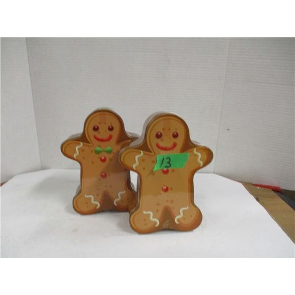 SHELF PULLS (AS IS):  SHORTBREAD COOKIES IN GINGERBREAD MEN TINS - 2 TINS