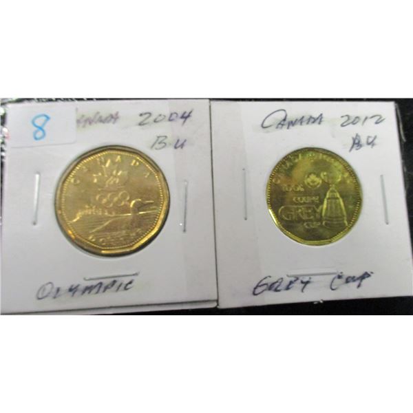 2004 GREY CUP & 2012 OLYMPIC CANADA BU DOLLAR