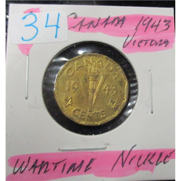 1943 CANADA AU TOMBAC WARTIME NICKEL