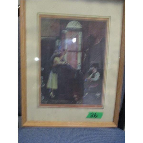 COLLECTABLE:  FRAMED NORMAN ROCKWELL PICTURE OF PEOPLE AROUND A PIANO