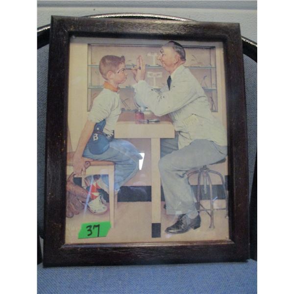 COLLECTABLE:  FRAMED NORMAN ROCKWELL PICTURE OF EYE DOCTOR