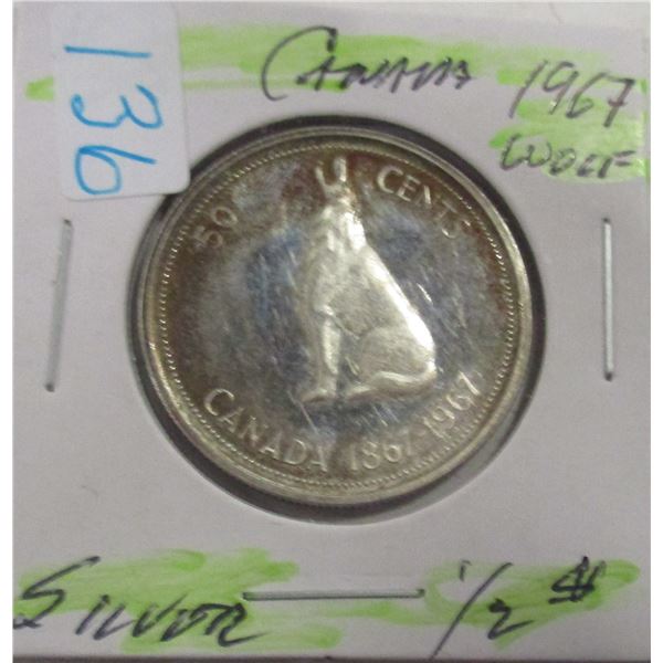 1967 WOLF CANADA SILVER HALF DOLLAR