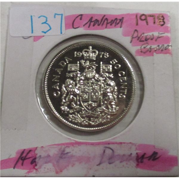 1978 PROOF CAMEO CANADA HALF DOLLAR