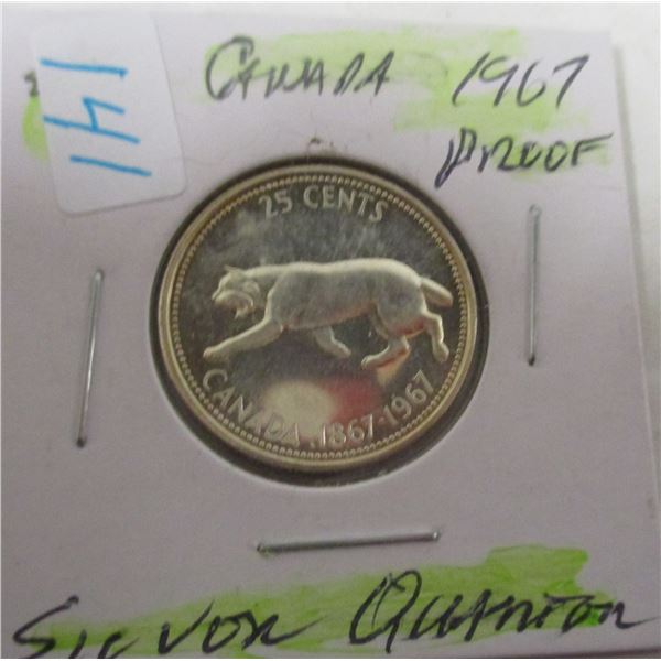 1967 PROOF CANADA CENTENNIAL SILVER QUARTER