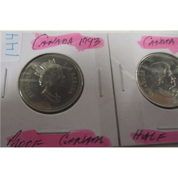1993 - 2011 PROOF CANADA HALF DOLLARS