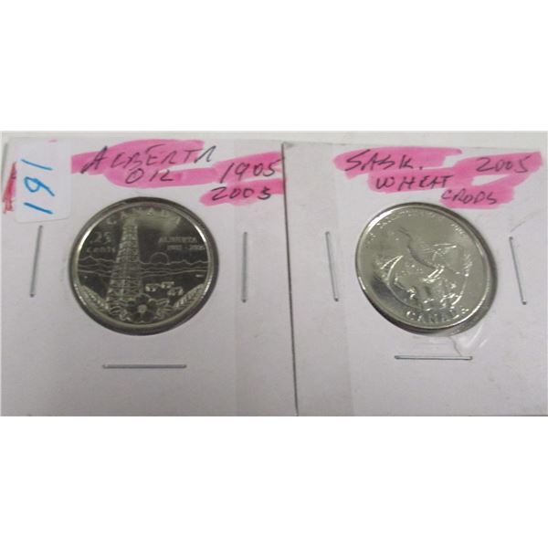 1905 - 2005 ALBERTA OIL/1905 - 2005 SASKATCHEWAN WHEAT PROVINCE QUARTER