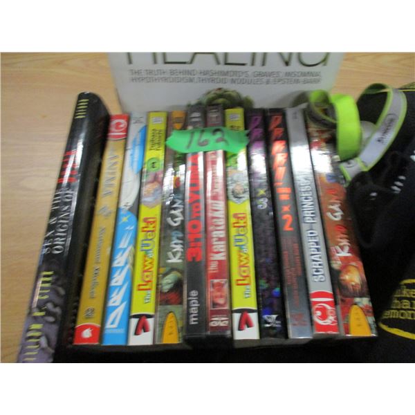 FLAT C/W DVD'S, CANDLE HOLDERS, ETC