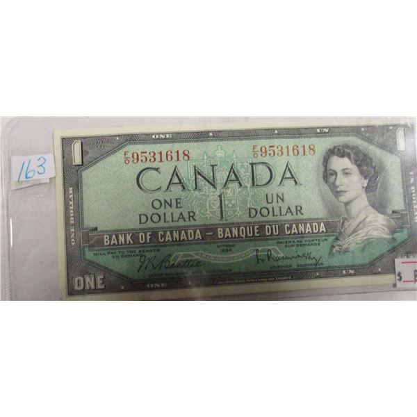 1954 MODIFIED HAIR DOO BANK OF CANADA $1 BILL