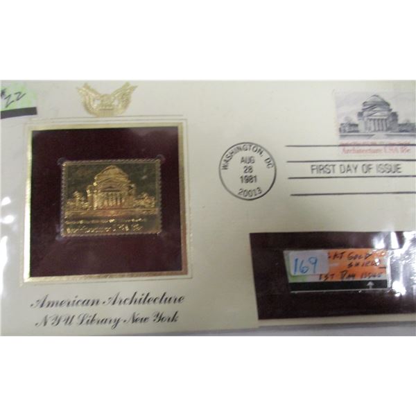AMERICAN ARCHITECHTURE 22 KARAT GOLD SHIELD STAMP