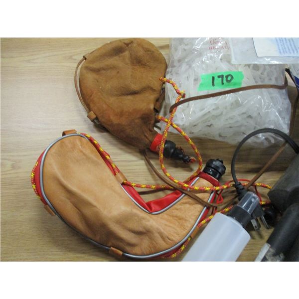 FLAT C/W GARDEN TOOLS, PLASTIC, 2 WINE FLASKS, ETC