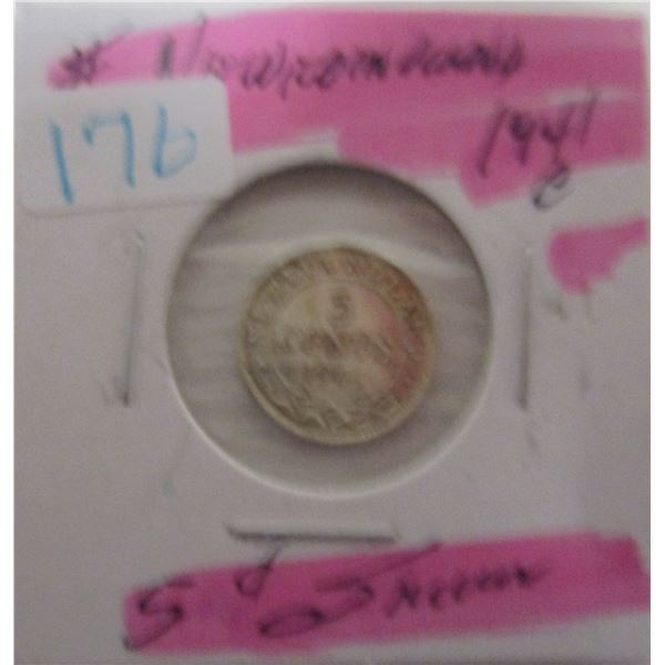 1941C NEWFOUNDLAND SILVER FIVE CENT