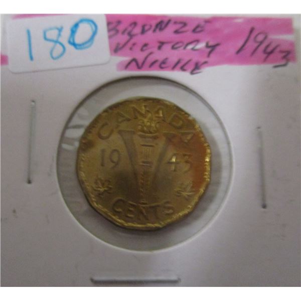 1943 CANADA WORLD WAR BRONZE VICTORY NICKEL