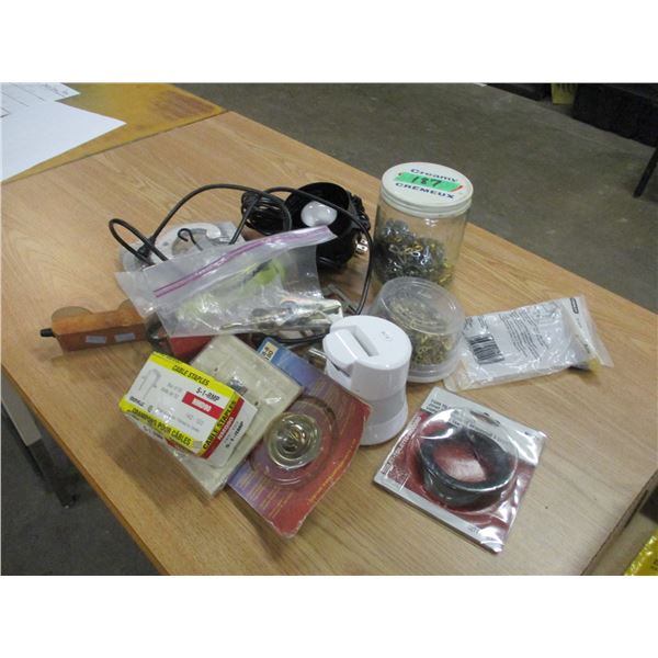 FLAT C/W FLASHLITE, CHAIN, STAPLES, ETC