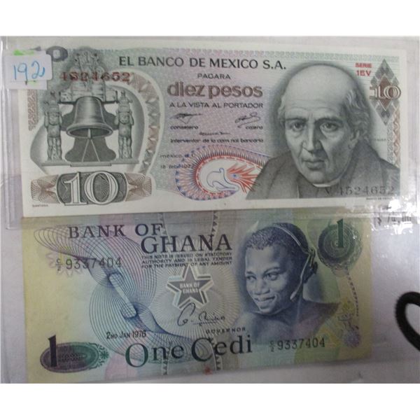 BANK OF GHANA & BANK OF MEXICO CURRANCY BANK NOTES