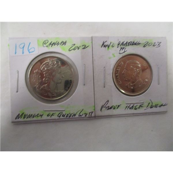 2002 MEMORY OF QUEEN ELIZABETH II & 2023 KING CHARLES III PROOF HALF DOLLARS