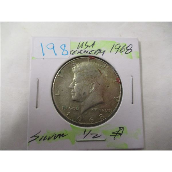 1968 USA KENNEDY SILVER HALF DOLLAR