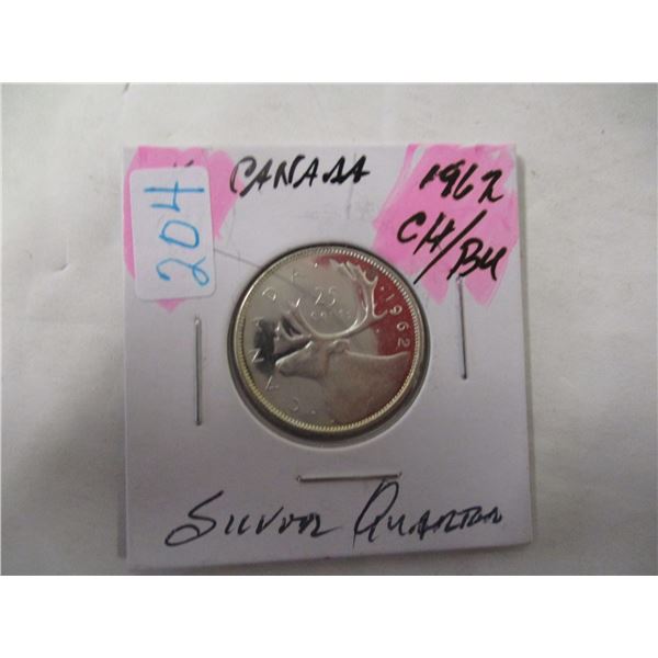 1962 CH/BU GEM SILVER QUARTER