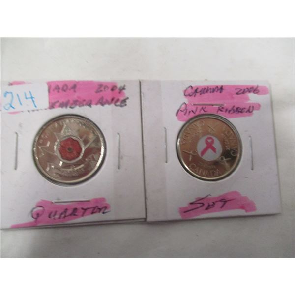 2004 REMEMBERANCE & 2006 PINK RIBBON MINT QUARTER SET
