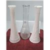 Image 1 : ESTATE/COLLECTABLE:  3 VASES (2 MILK GLASS) (9" H)