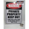 Image 1 : NEW:  METAL "WARNING PRIVATE PROPERTY" SIGN