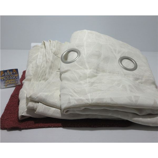 2 BEIGE CURTAIN PANELS (APPROX. 40 X 80")