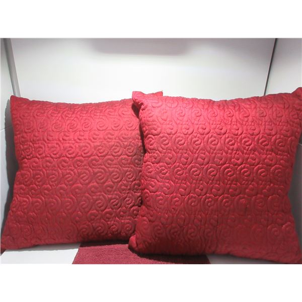 2 BURGUNDY THROW CUSHIONS
