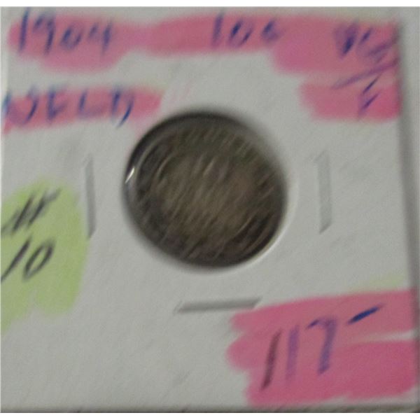 EDMONTON:  1904 NEWFOUNDLAND KING EDWARD VII SILVER DIME