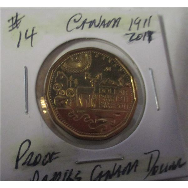 EDMONTON:  1911 - 2011 PROOF PARKS CANADA MINT DOLLAR